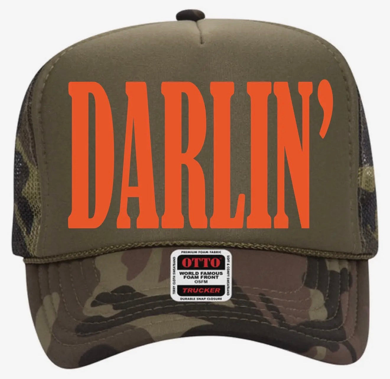 Darlin Camo Trucker Hat (Orange)