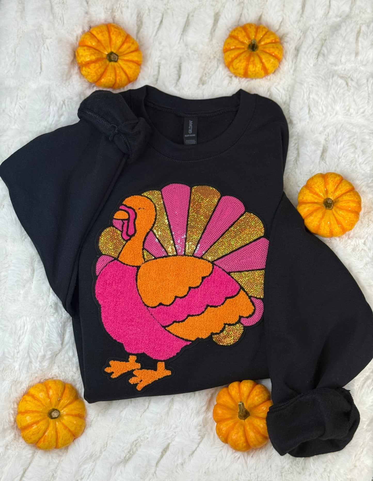 Turkey Sequin Chenille Crewneck Sweatshirt