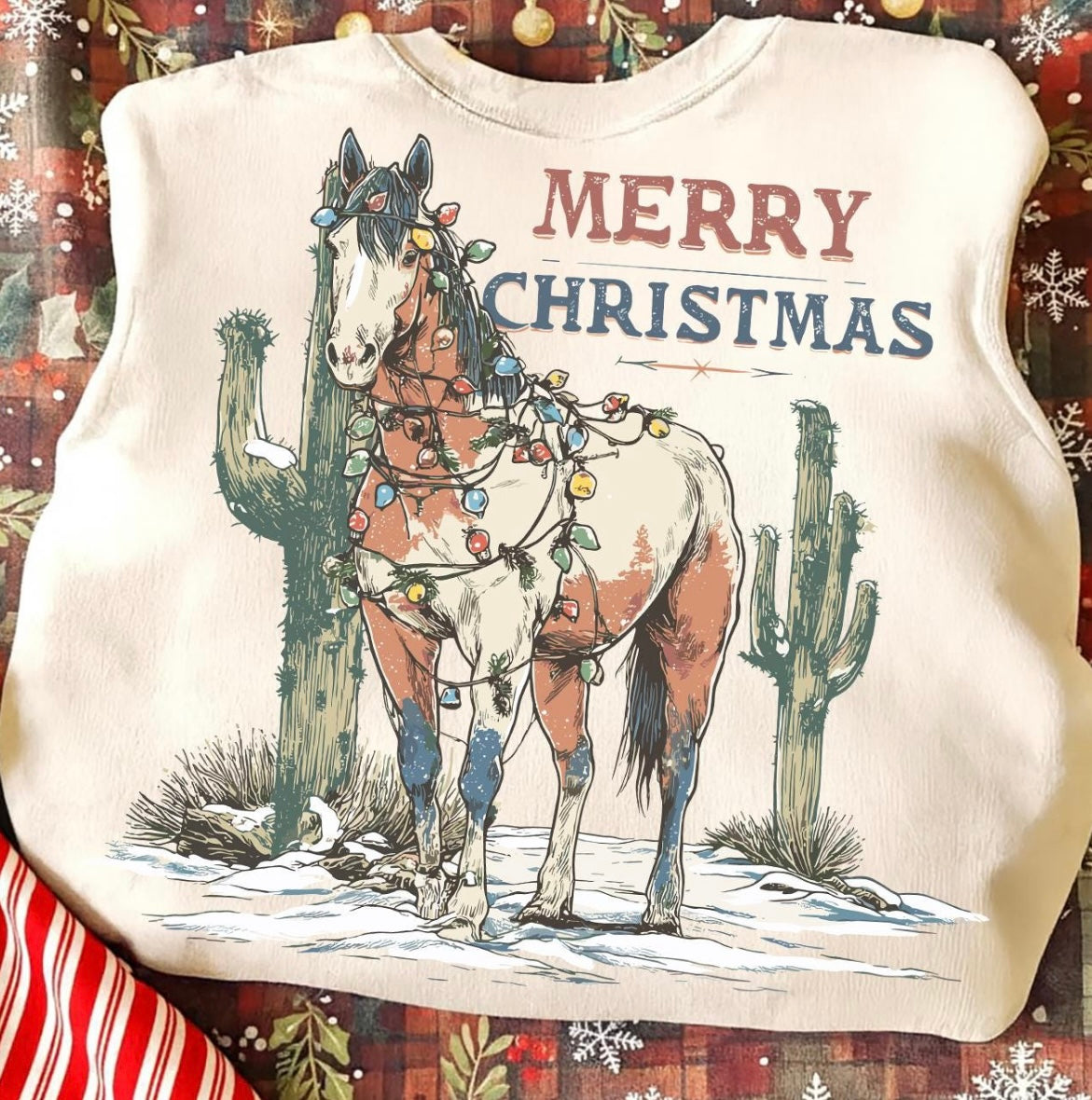 Merry Christmas Horse Crewneck Sweatshirt