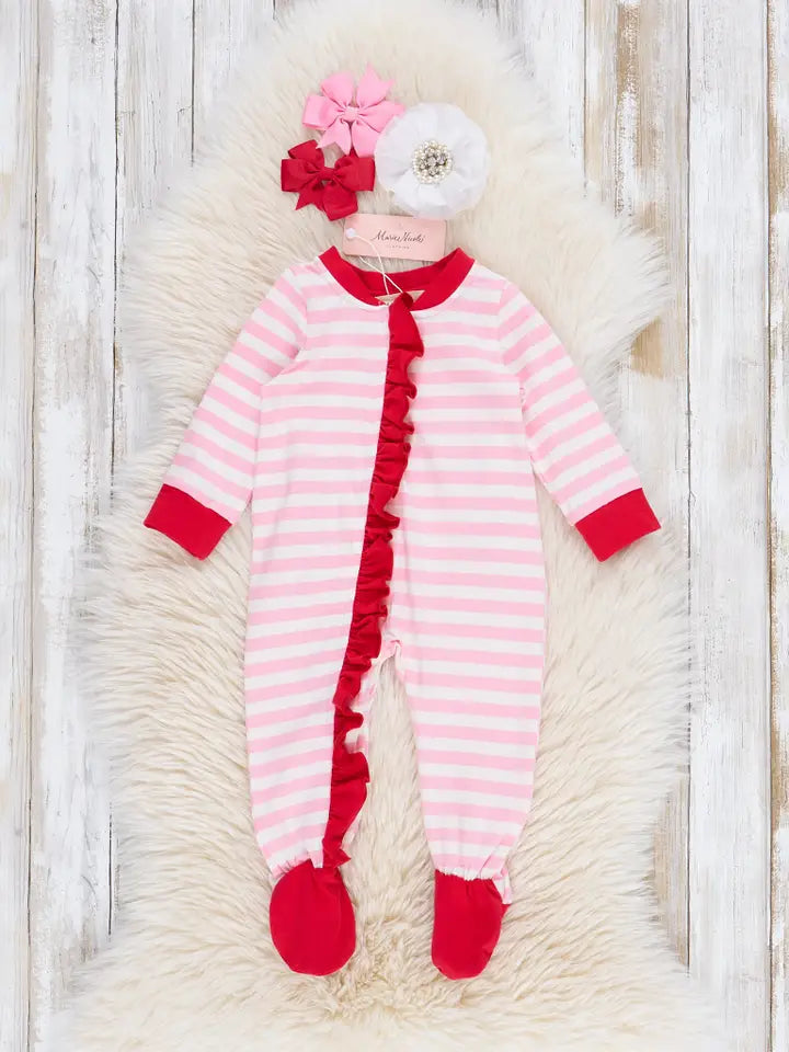 Milk & Cookies Pink Striped Sleeper