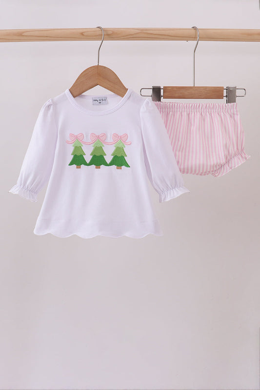 Pink Christmas Tree Bloomer Set