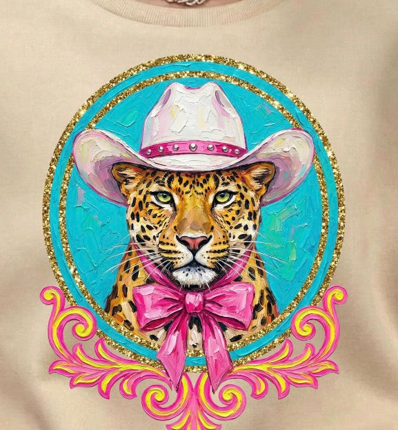 Leopard Cowboy Hat tee Sand
