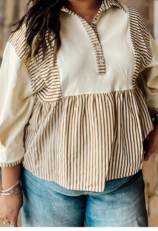 Striped Plus Blouse