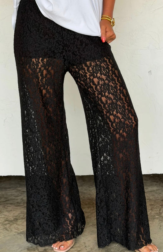 Black Enchanted Evening Lace Pants