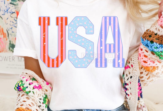 USA STRIPE & Dot Tee