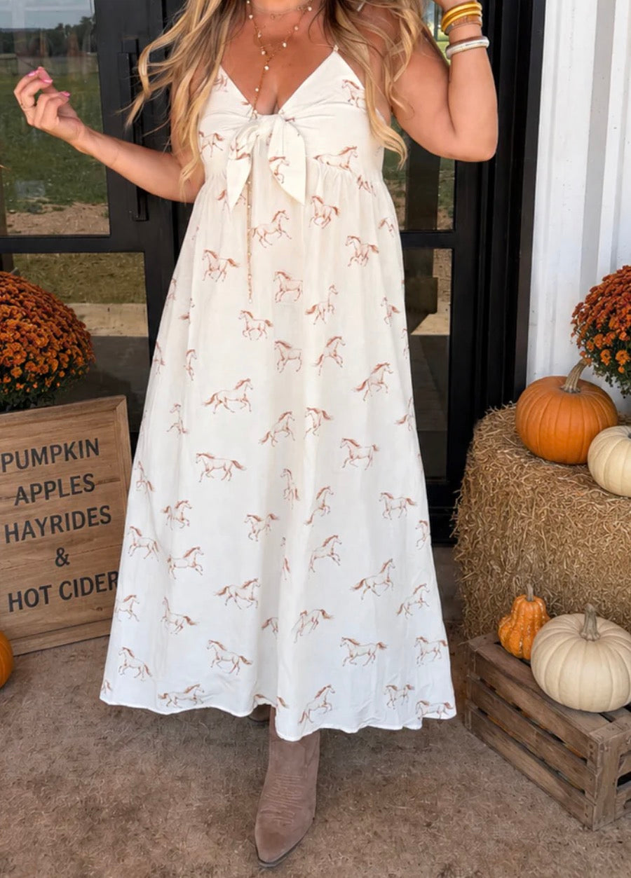Ivory Horses Maxi Dress