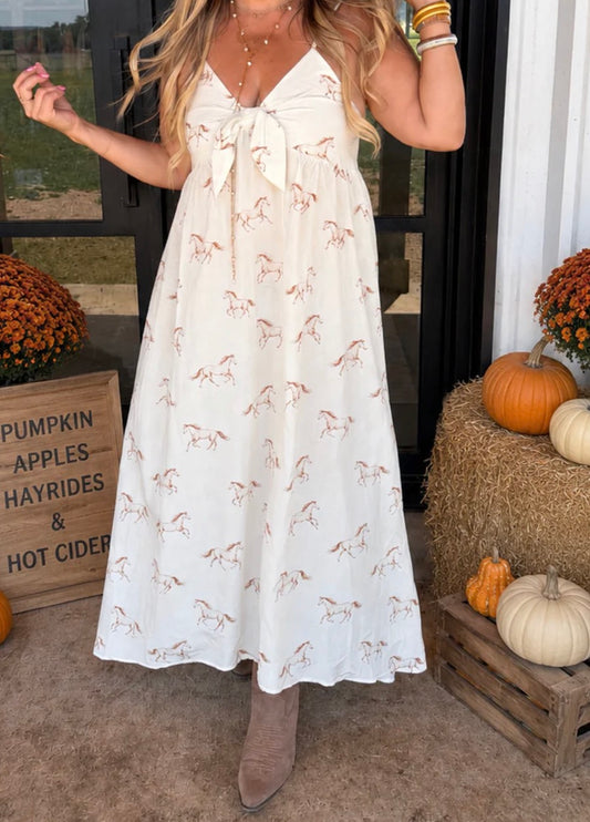 Ivory Horses Maxi Dress