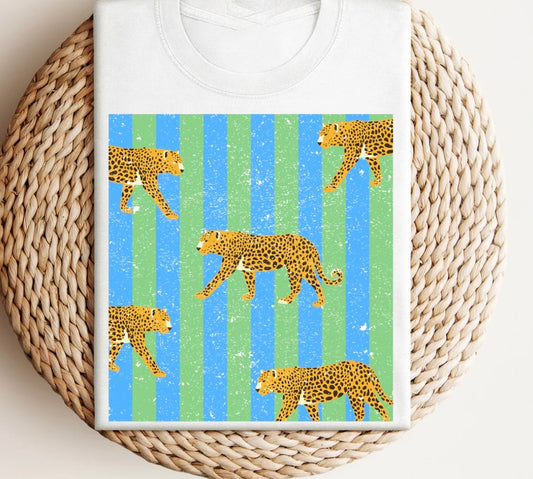 Blue Cheetah stripe tee