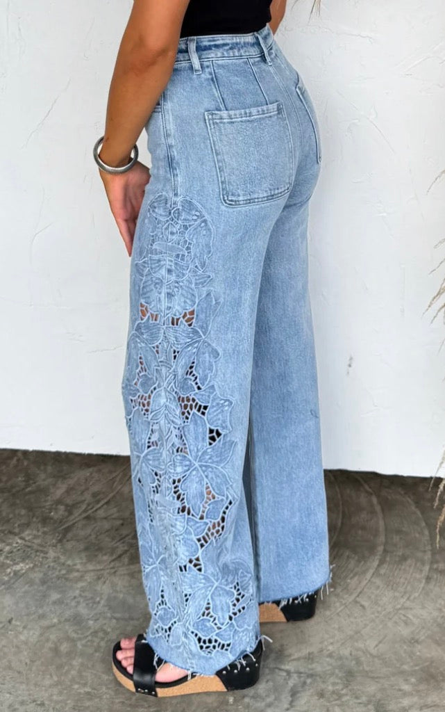 Floral Charm Wide Leg Jeans