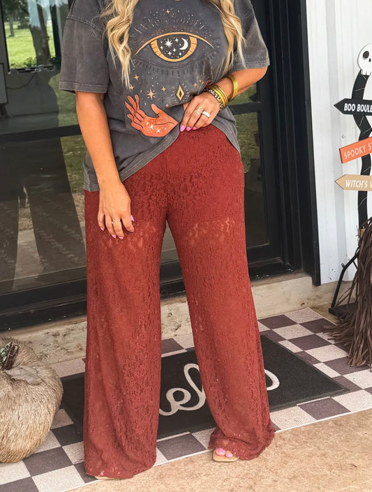 Rust Enchanted Evening Lace Pants