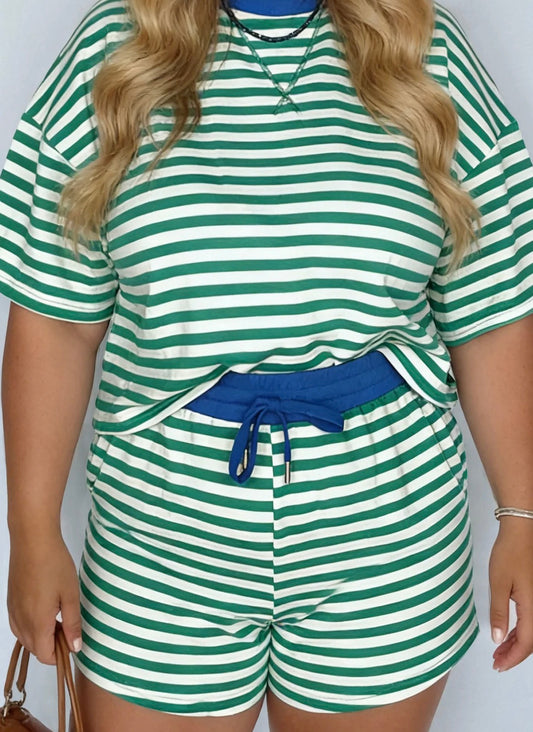 Stripe Shorts set plus