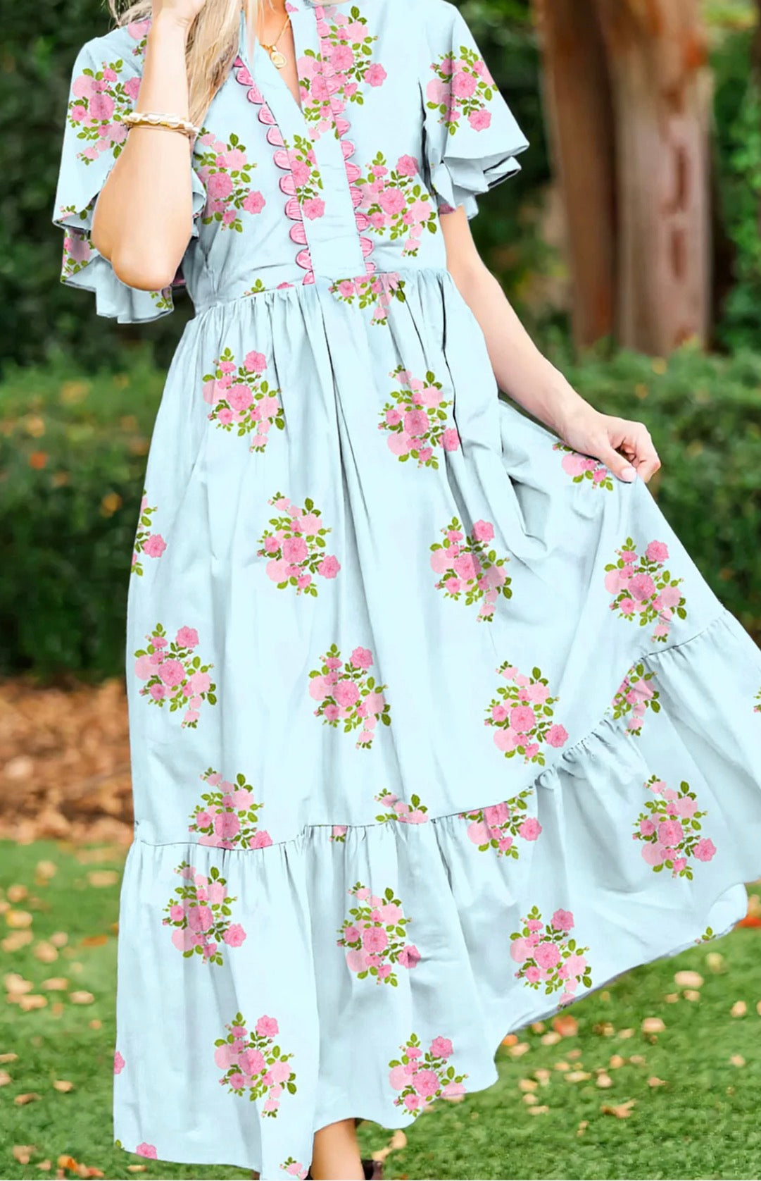 Floral Notched Maxi Dress
