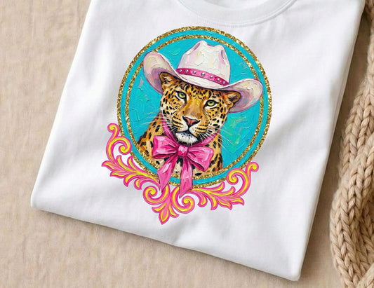Leopard Cowboy Hat tee (white)