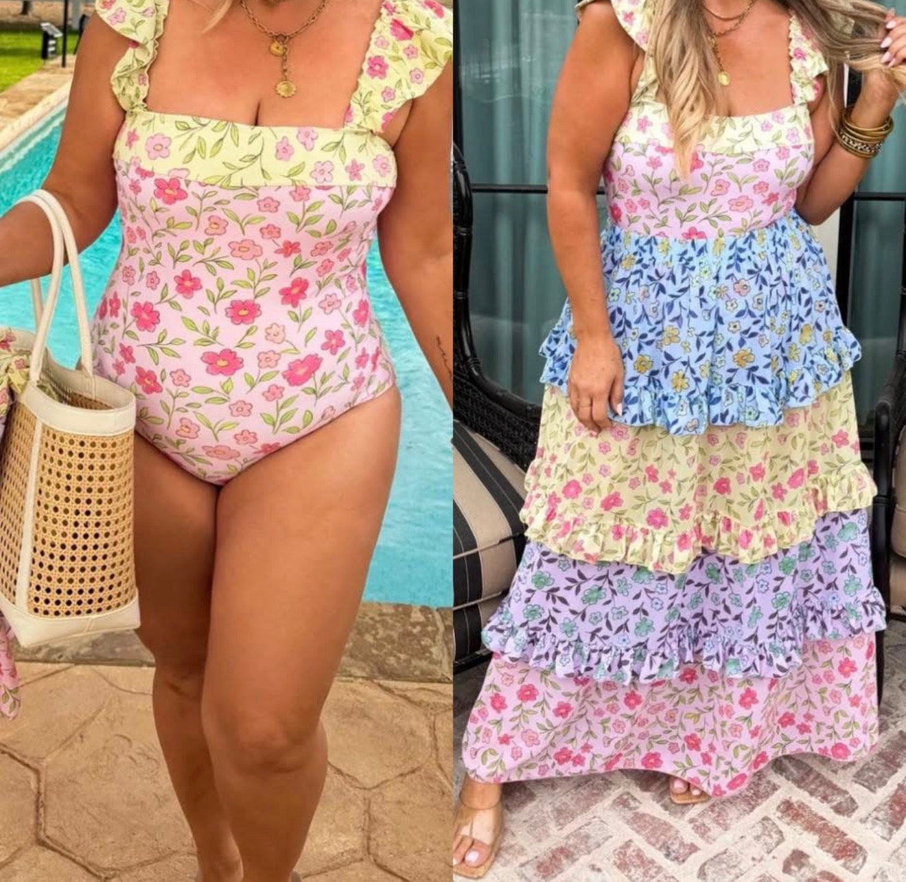 Rainbow Floral swim Set