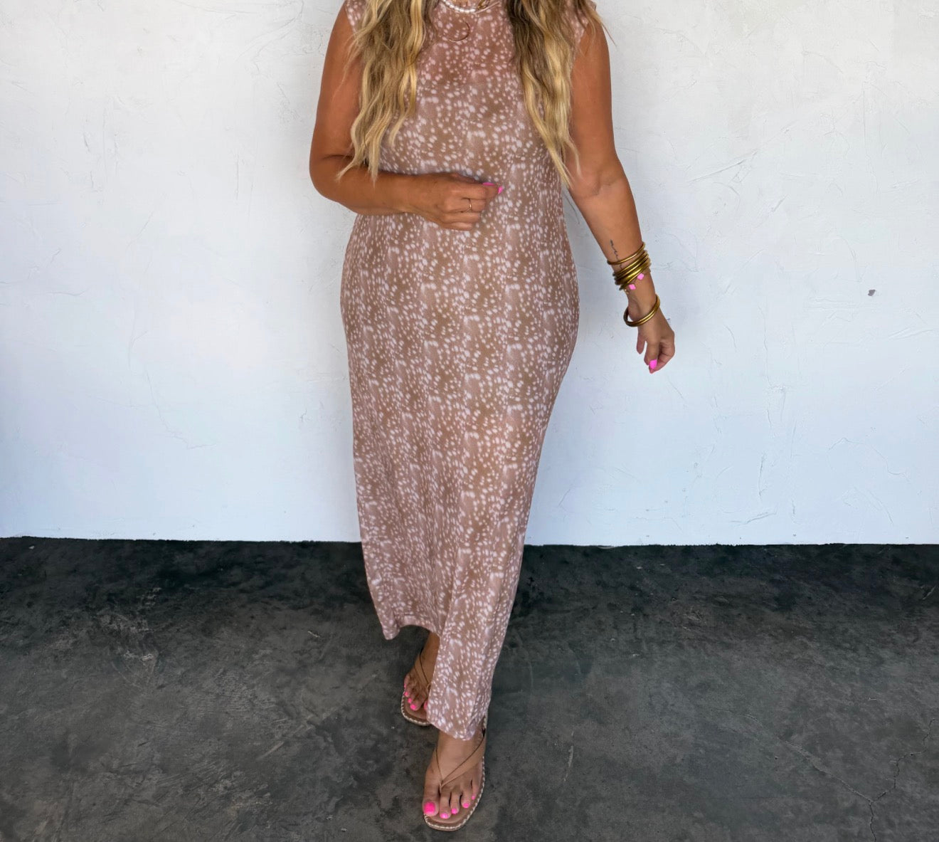 Deer Print Everywhere Mesh Dress