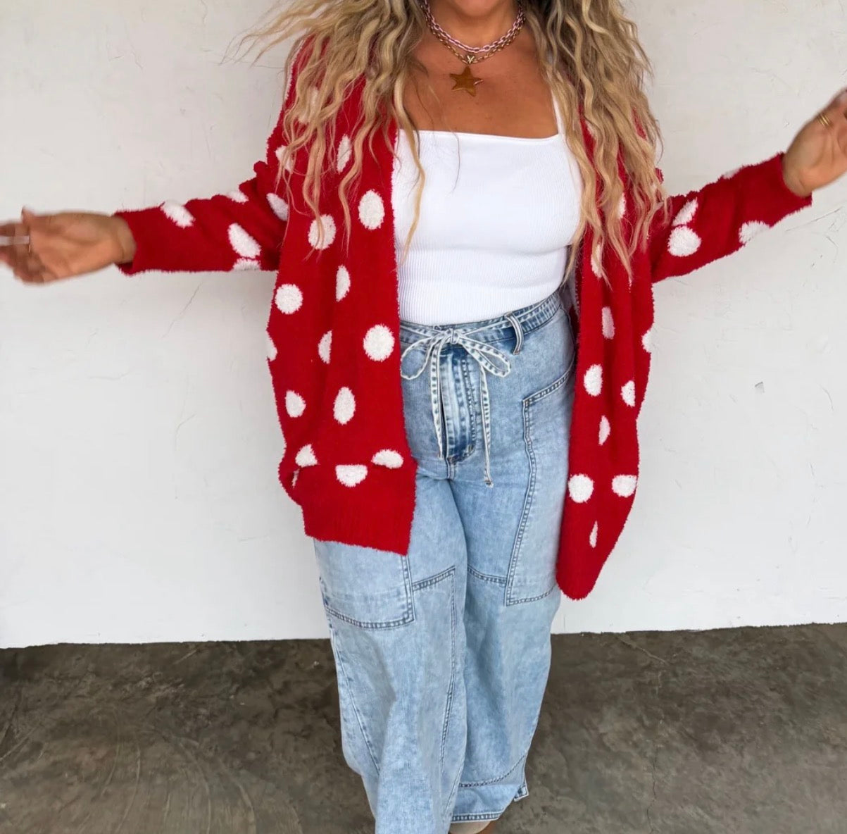 Dream Luxe Cloud polka dot cardigan