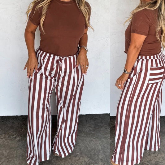 Brown Striped Pants