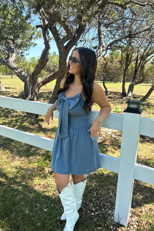 Denim Bow Dress