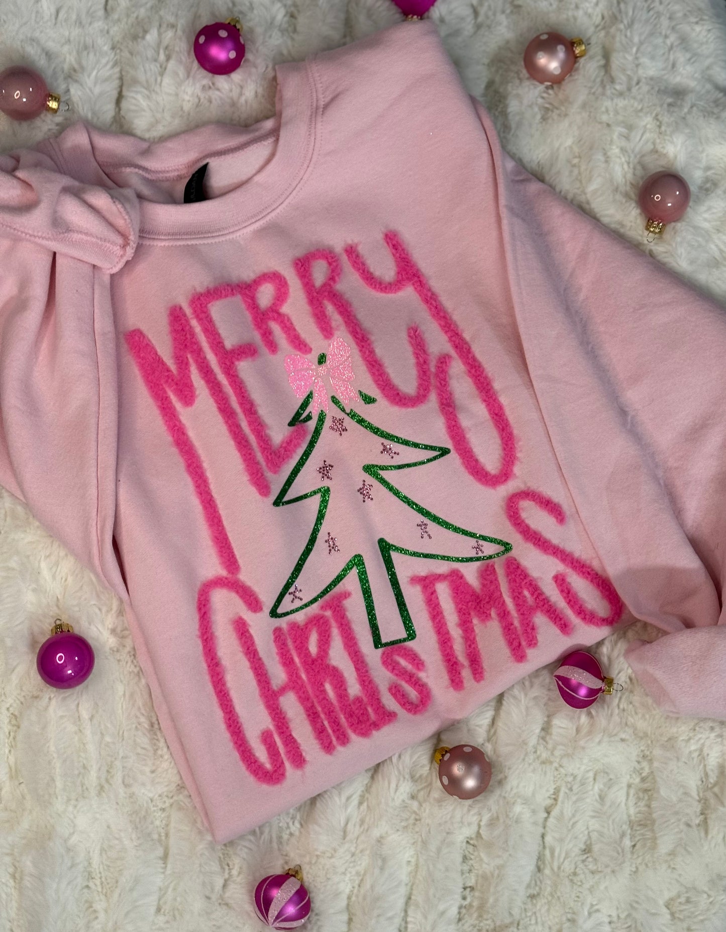 Merry Christmas Fuzzy Glitter Sweatshirt