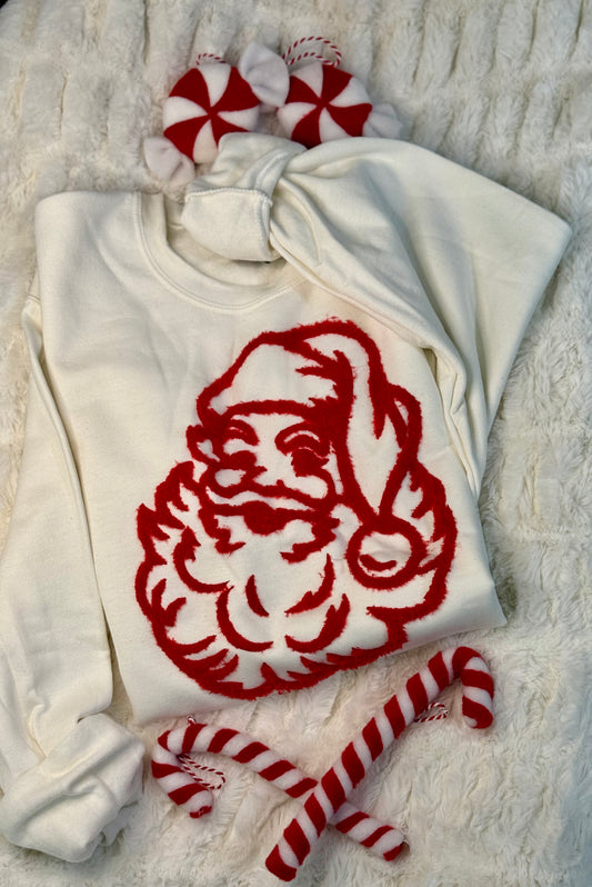 Vintage Fuzzy Yarn Santa Sweatshirt