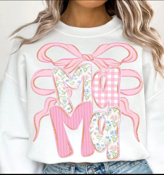 Mama Pink bow Crewneck Sweatshirt